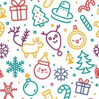 christmas seamless pattern with colorful icons vector