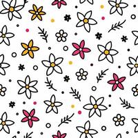 a pattern with flowers and leaves on a white background vector