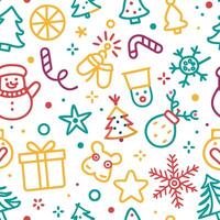 christmas seamless pattern with colorful icons vector