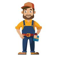 a cartoon man with a toolbox and a beard vector