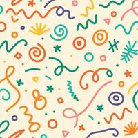 seamless pattern with colorful doodles and shapes vector