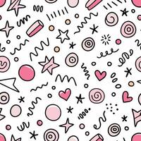 seamless pattern with doodles and hearts vector