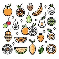 fruit icons set in line style vector