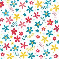 floral seamless pattern with colorful flowers on a white background vector