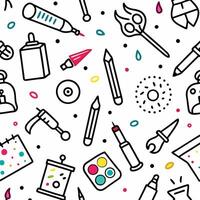 seamless pattern with various art supplies vector