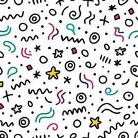 seamless pattern with colorful doodles and shapes vector