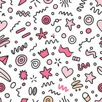 seamless pattern with doodles and shapes vector