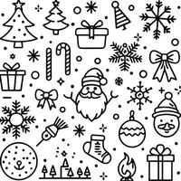 christmas icons set in a line style vector