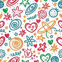 a colorful pattern with hearts, stars and other symbols vector