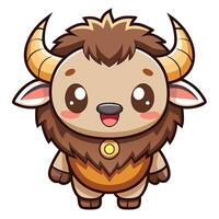 a cartoon character of a buffalo with horns vector