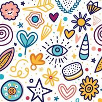 seamless pattern with colorful objects and symbols vector