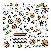 a colorful set of shapes and lines on a white background vector