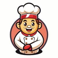 a cartoon chef with a red hat and a smile vector