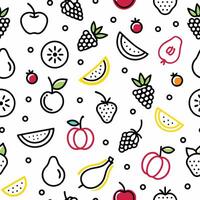 seamless fruit pattern with fruit icons vector