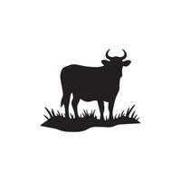 Simple Cow silhouette with white background vector