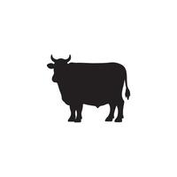 Simple Cow silhouette Style with white background template vector
