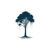 Simple Tree silhouette Style with white Template vector