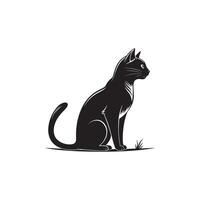 Simple Cat silhouette Style with white background template vector