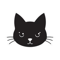 Simple Cat face silhouette white background vector