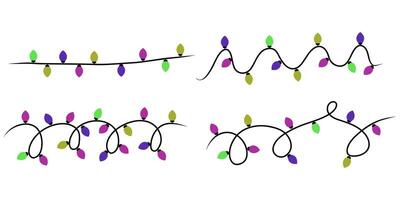 Christmas Lights Set, Christmas lights bulbs, Colorful christmas lights bulbs isolated on white background, Color garlands. vector
