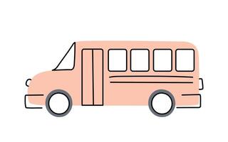 Simple doodle bus for kids on a white background. Playful and minimal bus icon in style for children's designs and projects. vector
