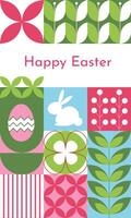 Minimalistic modern geometric Easter banner, greeting card, flyer, space. Mosaic Easter pattern. vector