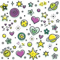 a set of colorful stars and hearts on a white background vector