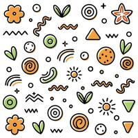 a colorful pattern with various shapes and flowers vector