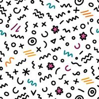 seamless pattern with colorful doodles and shapes vector