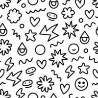 a black and white pattern with various shapes and symbols vector