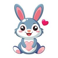 cute cartoon rabbit with heart on white background vector
