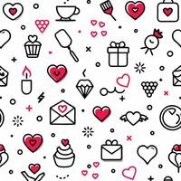 valentine's day seamless pattern with hearts and other symbols vector