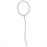Single line continuous drawing of birthday celebration balloon holiday party decoration concept design sketch outline drawing illustration vector