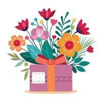 colorful flower and leaf with tree vector