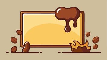 Coffe bean melted frame, cute frame for child book background, cute cardboard orange background vector