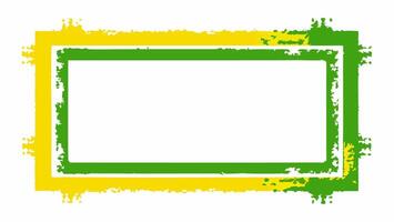Yellow and green grunge frame, rectangle grunge on white background for your presentaion or design background vector