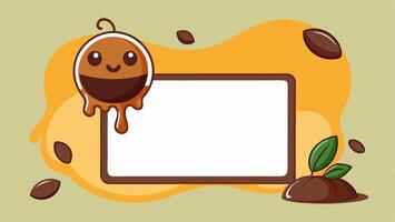 Coffe bean melted frame, cute frame for child book background, cute cardboard orange background vector
