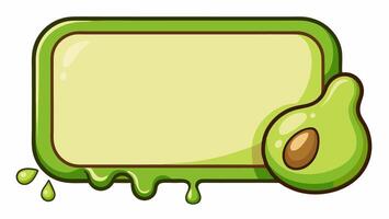 Avocado melted frame, cute frame for child book background, cute cardboard orange background vector