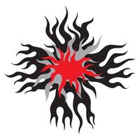 Flame. Tongues of fire in the form of a cross. Fiery cross vector
