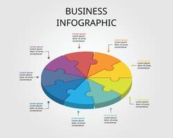 Jigsaw template with number for infographic for presentation for 9 element vector