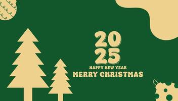 greeting card background christmas tree and happy new year design template vector
