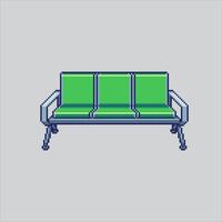 Pixel Waiting Room Chairs. Pixelated Public Chairs. Public Waiting Room Chairs icon pixelated for the pixel art game and icon for website and game. old school retro. vector
