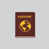 Pixel art illustration Passport Document. Pixelated Traveling Passport. Traveling Passport Document icon pixelated for the pixel art game and icon for website and game. old school retro. vector