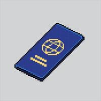 Pixel illustration Passport Document. Pixelated Traveling Passport. Traveling Passport Document icon pixelated for the pixel art game and icon for website and game. old school retro. vector