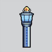 Pixel art illustration Airport Control Tower. Pixelated Plane Tower. Airport Control Tower Airplane icon pixelated for the pixel art game and icon for website and game. old school retro. vector