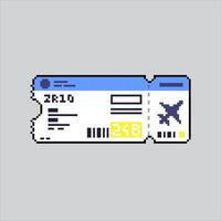Pixel art illustration Flight Ticket. Pixelated Boarding Pass. Boarding Pass Flight Ticket icon pixelated for the pixel art game and icon for website and game. old school retro. vector