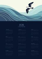 Simple 2025 calendar design clean and minimal vector