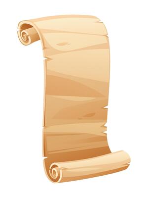 Parchment banner scroll paper with curled edges, perfect for text or design elements. Cartoon illustration