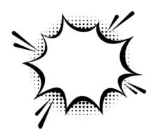Comic style explosion bubble with halftone dots and dynamic lines. Cartoon illustration vector