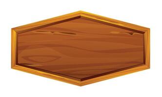 Wooden signboard with smooth surface and visible wood grain texture. Cartoon illustration vector